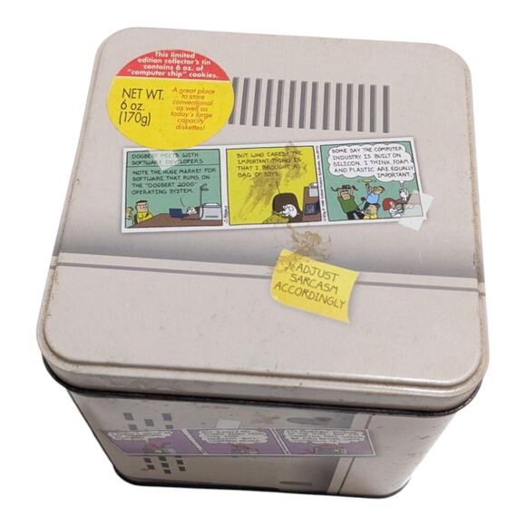 Vintage Dilbert Computer Monitor Tin 1998 Collectible Office Humor Storage‎ Box - Picture 5 of 6